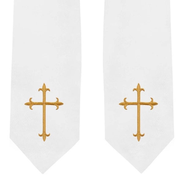 White Traditional Choir Stole w/Crosses options