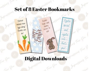 8 Printable Easter Bookmarks, Celebrate Easter, Digital Bookmark, Happy Easter, Celebrate Easter, Cute Bunny, Easter Eggs, Easter Egg Basket