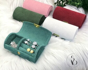 Luxury Velvet Portable Jewellery Box, Premium Velvet Travel Jewellery Organiser, High-End Velvet Jewellery Case for Earrings, Rings, for her