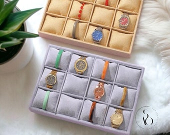 Organiseur de bijoux de luxe pour bracelet et montres, présentoir à bijoux en flanelle haut de gamme pour femmes et hommes, coffret à bijoux en flanelle.