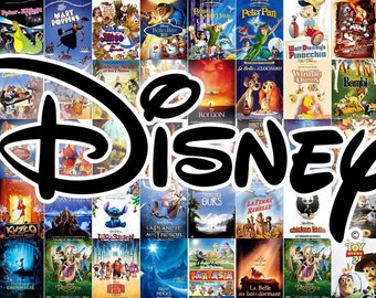 Complete 134 DISNEY and PIXAR “Masterpieces” animated films on USB key from 1937 to 2024 official list.