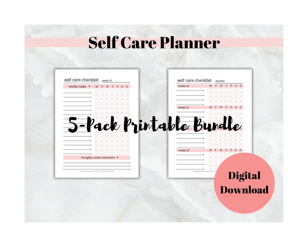 Self Care Checklist Planner for Mental Health and Wellness, Undated ...