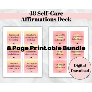 48 Self-Care Affirmations Deck, Daily Wellness Cards, Mental Health Motivation Deck, Positive Affirmation Cards, Daily Positive Affirmations