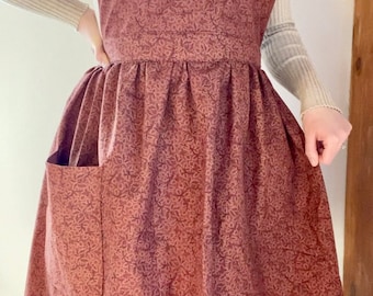 Homemade Women’s Cotton Vintage Inspired Pinafore Apron | Rust