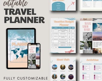 Editable Travel Planner | Vacation Itinerary, Budget (Digital Download)