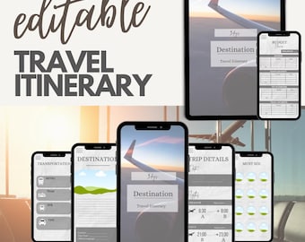 Editable Digital Travel Itinerary – Customizable Trip Planner (Mobile & Tablet)