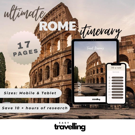 Rome Itinerary Guide | Mobile & Tablet Travel Planner (PDF)