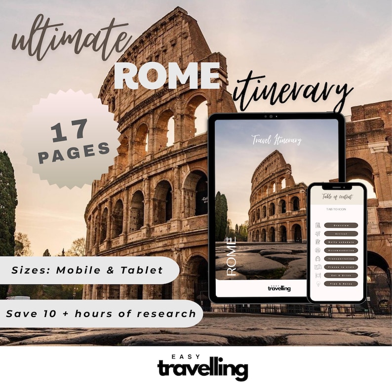 Rome Itinerary Guide | Mobile & Tablet Travel Planner (PDF)