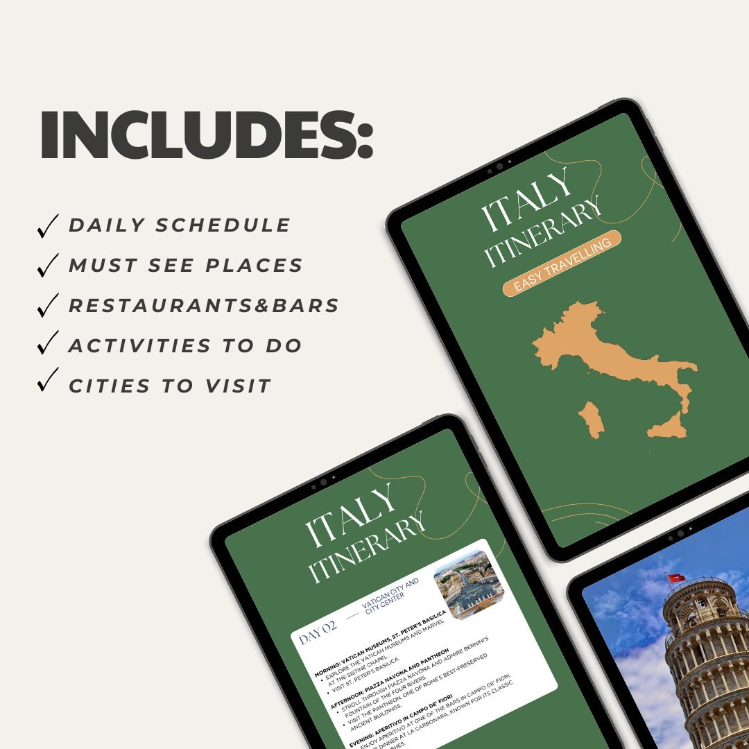 Printable Travel Guide for Italy Travel Itinerary Template Italy Travel ...