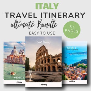 Digital Italy Travel Itinerary Bundle | Rome, Sicily & Venice Itineraries | Printable Italy Trip Planner | Italy Travel Guide