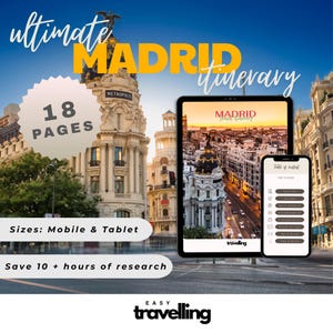 Madrid Reiseplaner PDF | Madrid Reiseführer | Druckbarer Spanien Reiseplaner | Dinge zu tun in Madrid | Europa Urlaubs Reiseplan