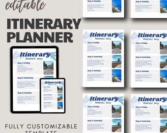 Printable Travel Itinerary Template | Day Trip & Weekend Planner (PDF Download)