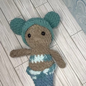 Mermaid Crochet Doll, Stuffed Plushie, Handmade Plush Fantasy Sirena