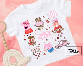 Kids Pig Character Valentine Shirt, Valentine Shirt, Trendy Valentine Shirt, Girls Valentines Shirt, Valentines Day Shirt, Trendy Apparel