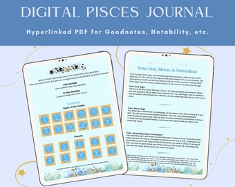 Pisces, Digital Astrology Journal, Digital Journal for iPad, GoodNotes, Zodiac Journal, Birth Chart, Star sign, Guided Journal