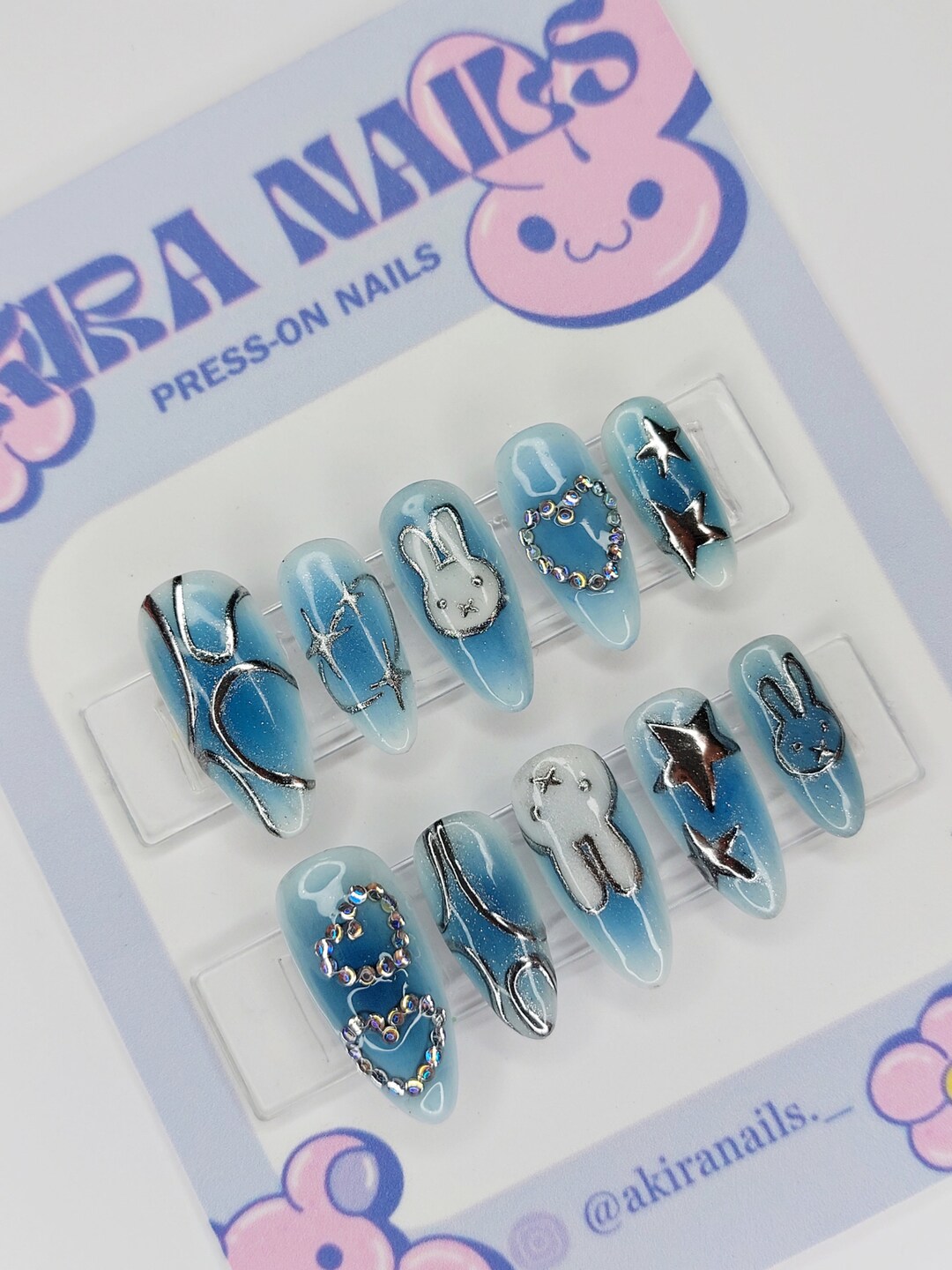 Y2k Nails Bunny Nails Press on Nails Etsy