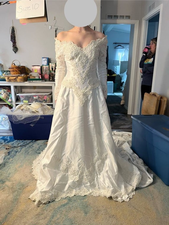 off the shoulder Vintage wedding Gown  (Dress #73) - image 1