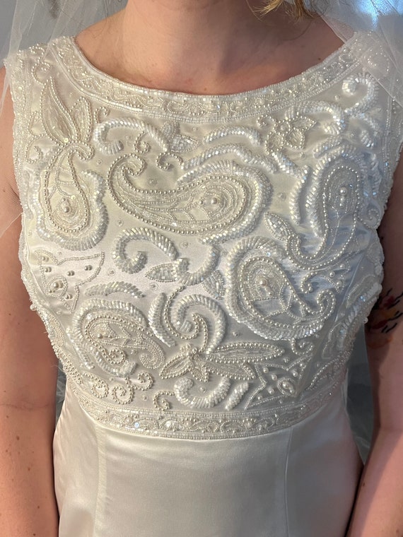 Vintage sleeveless Retro paisley wedding dress si… - image 1