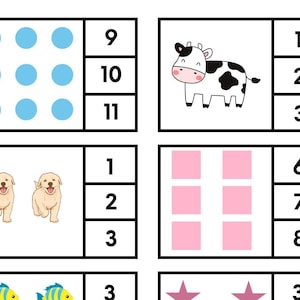 Mathe Clip Karten für Pre-K & Kindergarten - Montessori Lernkarten für Zahlensinn und Kommunikation, druckbares Math Center