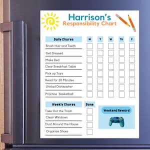 Editable Kids Chore Chart: Weekly Goal Planning (PDF Printable)