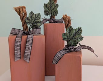 Vintage Cherry Wood "Terracotta" Pumpkins