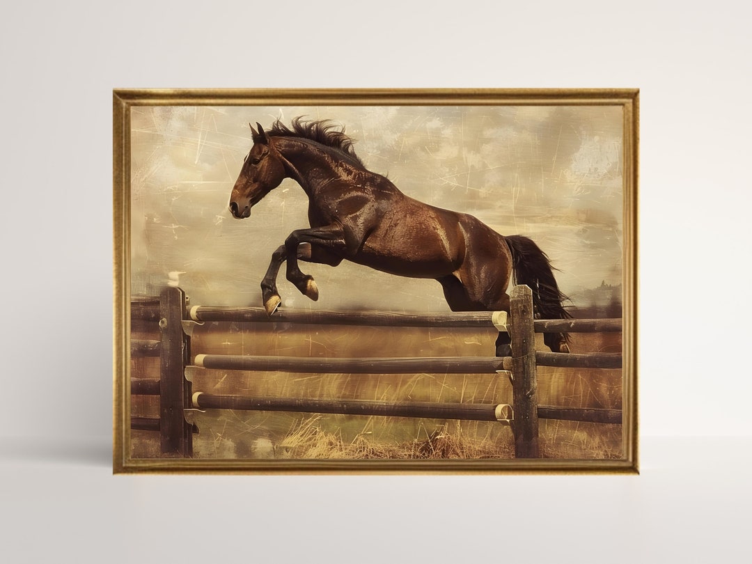 Vintage Horse Oil Painting, Horse Print, Rustic Animal Wall Art Print ...