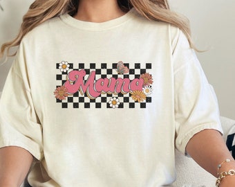 Comfort Colors® Plaid Mom Shirt, Retro Mom Shirt, Mother's Day Gift, Mom Life Shirt, Maternity Shirt, Mom T-shirt, Mom Gift Idea