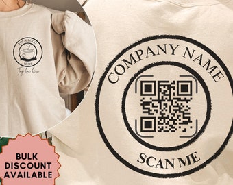 Custom Business QR Code Sweatshirt, Custom Business Logo Shirt, Custom Logo tee, Personalized QR Shirt, Social Media Shirt, Custom Brand tee