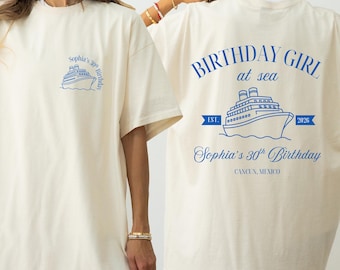 Birthday Cruise Shirt Personalized Comfort Colors, Custom Girls Trip Cruise Tee, Birthday Girl At Sea, Matching Group Vacation Gift, Travel