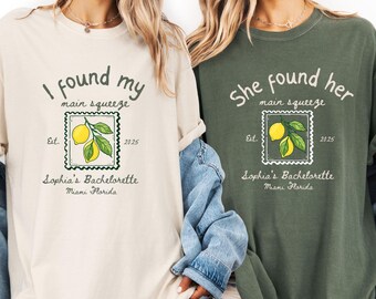 Custom Bachelorette Party Shirt, She Found Her Main Squeeze, Lemon Bridal Party Shirt, Luxury Bachelorette, Bach Club tee, Beach Bach Shirt