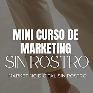 Op de afbeelding: Een witte hoge hak met een spitse neus. De schoen staat op een witte ondergrond met de tekst "MINI CURSO DE MARKETING SIN ROSTRO" en "MARKETING DIGITAL SIN ROSTRO" in zwart.