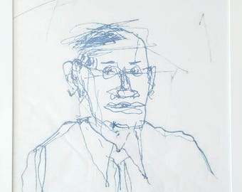 Warren Buffet doodle sketch with white frame 26" X 36"