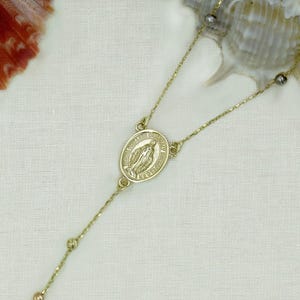 14K Gold Virgin Mary Necklace, Guadalupe Necklace Religious Gift, Pendant Miraculous Medal, Valentine gift for Her, Solid Gold Mary Necklace