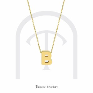 Collar con inicial mini de oro de 14 quilates, joya de oro, ideal para combinar con otras joyas, regalo de cumpleaños para ella, regalo personalizado, collares con colgante, cadena delicada.