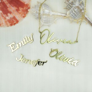 Collar con nombre personalizado y placa de identificación personalizada, collar con nombre de oro de 14 quilates, collar con nombre personalizado, regalo de cumpleaños, regalo especial perfecto para ella