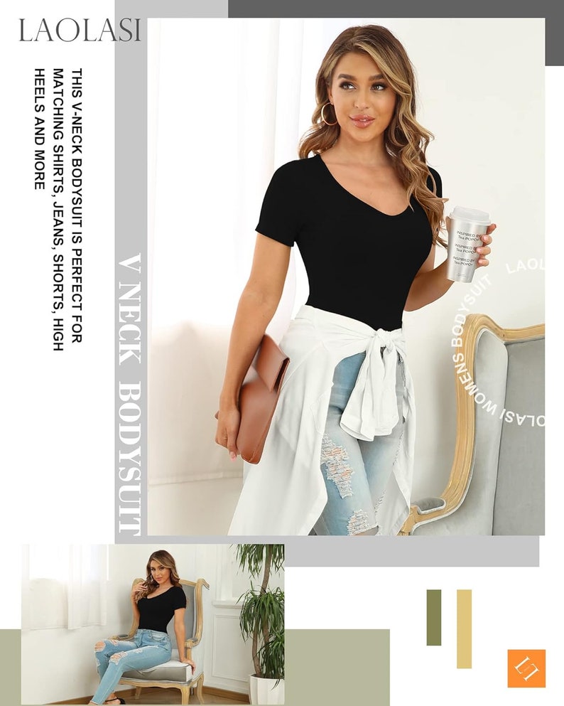 Women's V Neck Bodysuits 2022 Slim Fit Casual Extender Bodysuit Daily