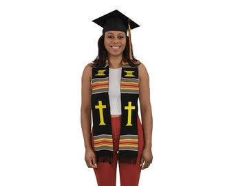 Christian Cross (Ushers and Clergy) Kente Graduation Sash/Stole