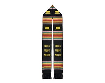 Black Grads Matter Handwoven Kente Cloth Graduation Stole