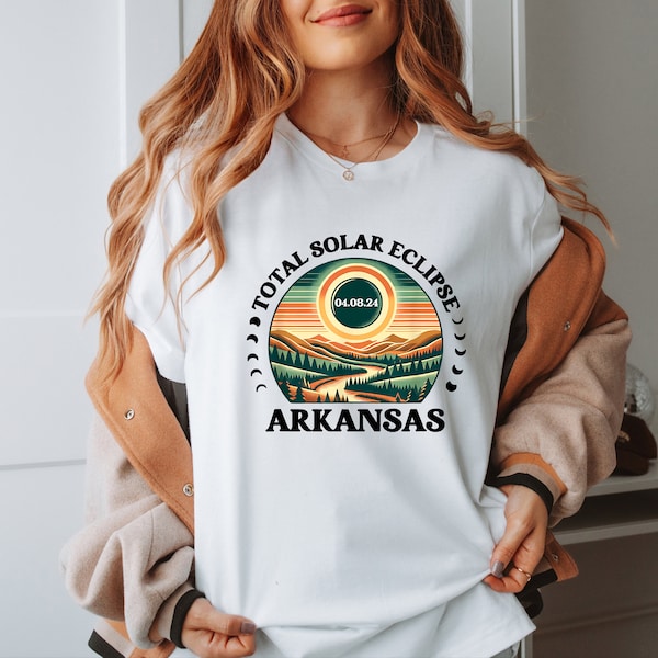 Total Eclipse Arkansas T-shirt, Solar 2024 Tee, 2024 Eclipse Souvenir, Solar Eclipse Sweatshirt, Gift for Astronomer, Eclipse Watching Party