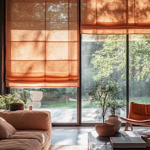 Linen Window Shades , Custom Window Shade,Roman Shade,Handmade Curtains , Natural Curtains, Contemporary,Sheer Roman Blinds