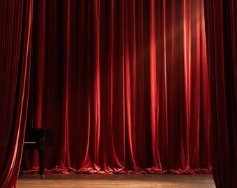 Cortina opaca de terciopelo rojo: elegante cortina para escenario de teatro