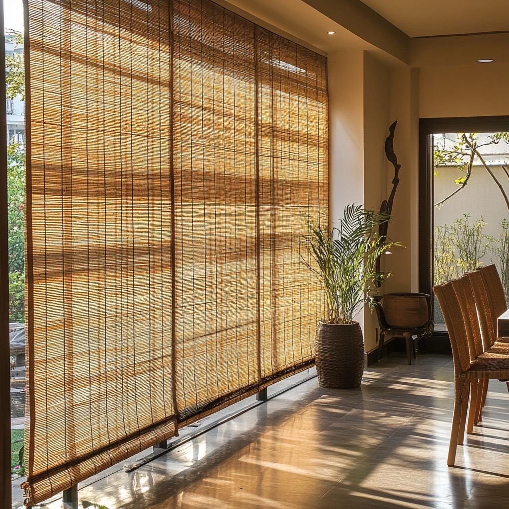 Custom Bamboo Window Blind: Natural Room Darkening Shade