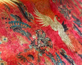 Stork Pattern Velvet Blackout Curtain: Boho Bird Design