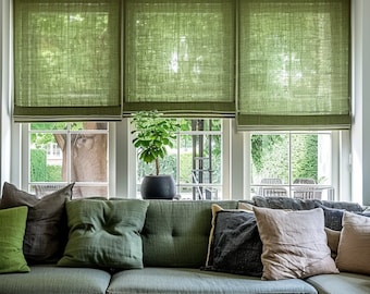 Linen Roman Shade: Custom Window Blinds, 70% Blackout