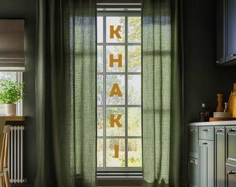 Thick Natural Linen Blend Curtains: Handmade Window Drape, Custom Size