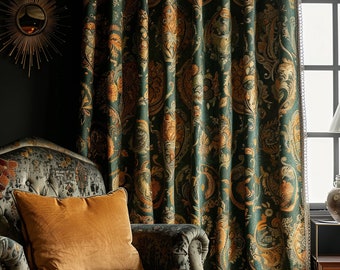 Rideau bohème vintage - tissu épais occultant, rideaux bohèmes en velours, rideau de fenêtre à personnaliser, tissu à motifs, rideau de salle à manger