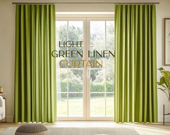 Thick Natural Linen Curtain Panel: Handmade Window Drapery, Custom Size