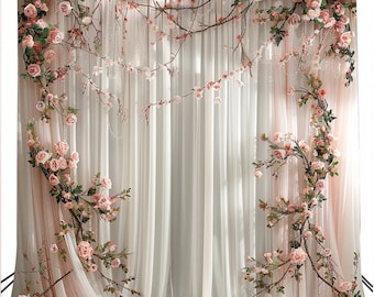 White Tulle Wedding Backdrop: Bridal Shower Party Decor