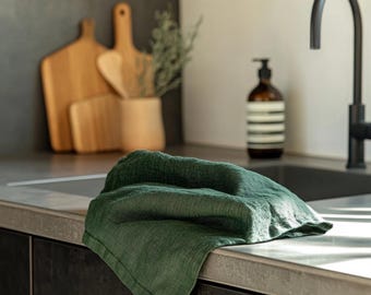 Washed Linen Tea Towels: Soft Neutral Colors, Set of 4