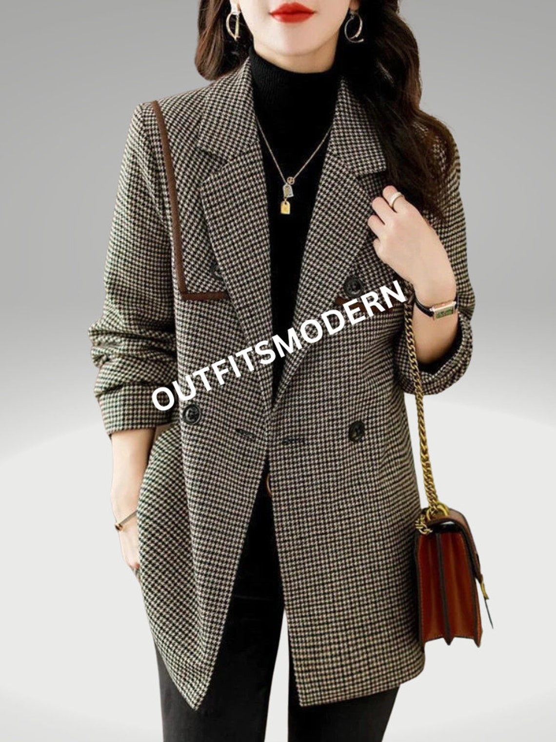 Trench Coat for Women Tweed Wool Coat Korean Fashion Autumn Womens ...